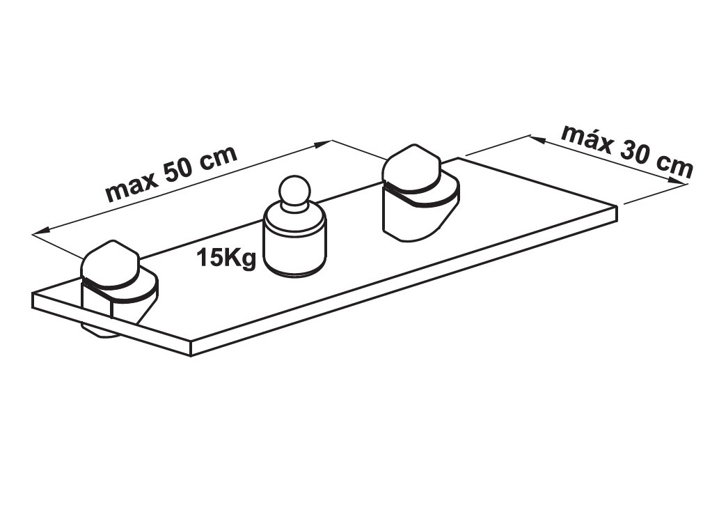 Glasplaatdrager Rond Messing