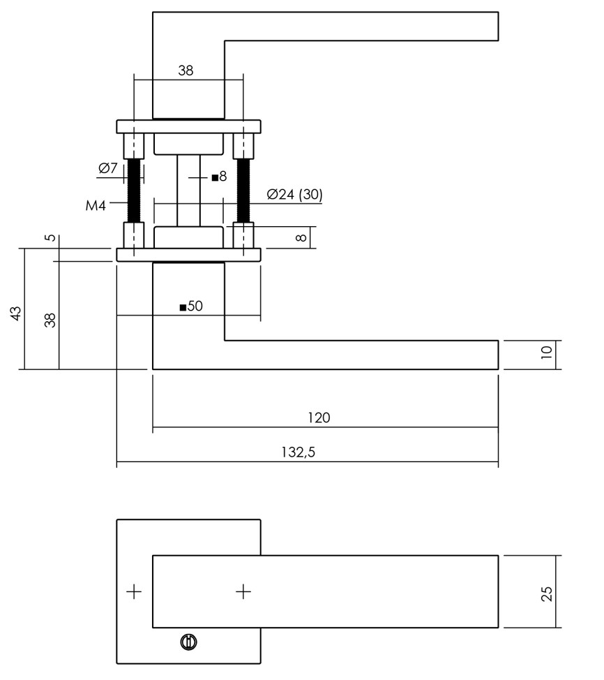 Intersteel deurkruk Amsterdam met rozet verdekt 50x50x5mm zwart