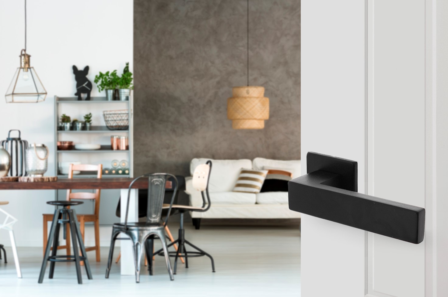 Intersteel deurkruk Amsterdam met rozet verdekt 50x50x5mm zwart