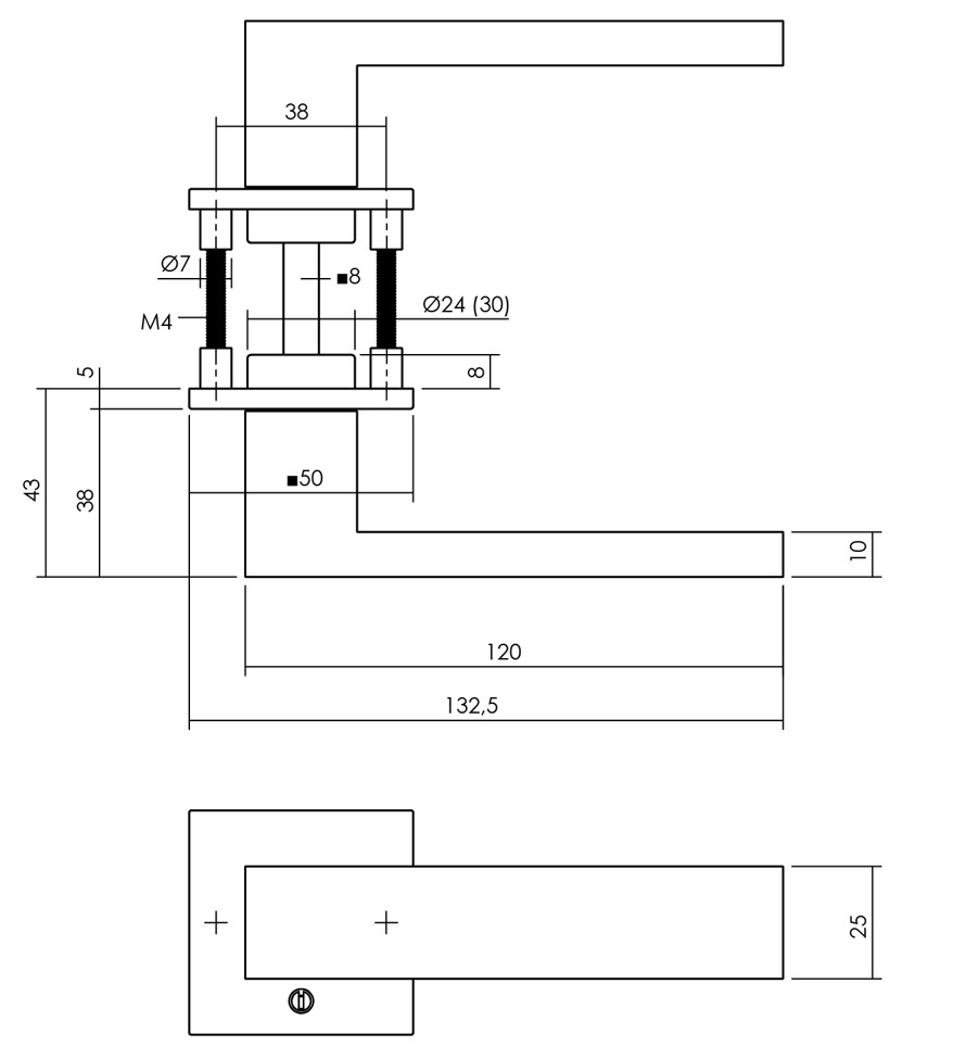 Intersteel deurkruk Amsterdam met rozet verdekt 50x50x5mm rvs