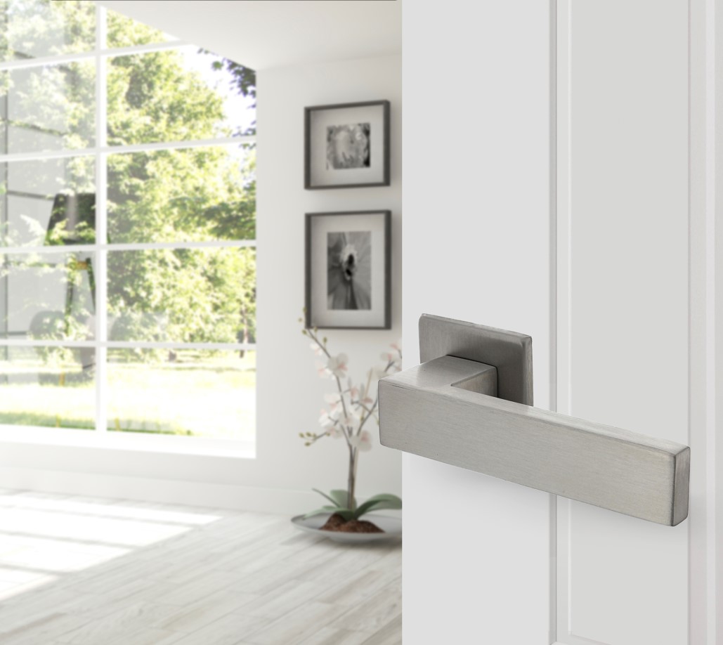 Intersteel deurkruk Amsterdam met rozet verdekt 50x50x5mm rvs