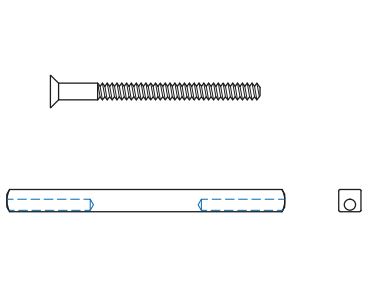 Set schroeven en deurkrukstift voor TOP Deurdikte 57-66mm