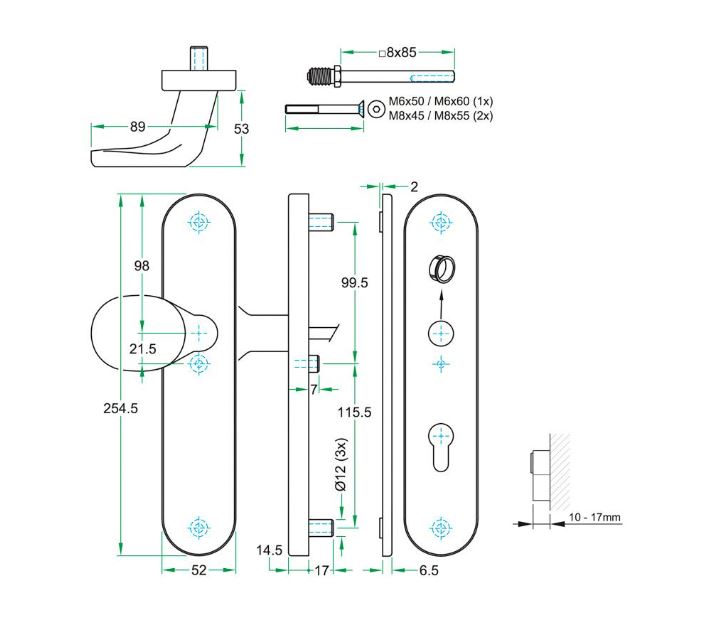 SKG3 knop/kruk schildpaar Blind/PC72 TOP RVS