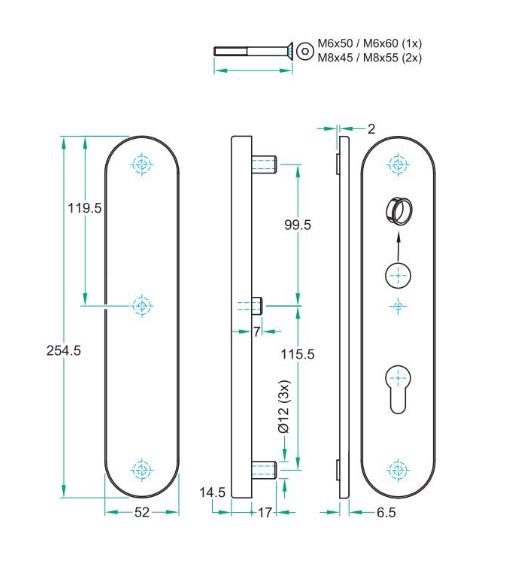 SKG3 kruk/blind schildpaar PC92 TOP RVS