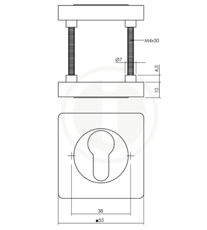 Intersteel pc-plaatjes vierkant 55x55x10mm PVD messingkleur