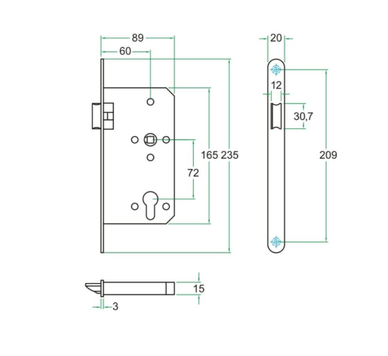 Loopslot KL3 brandwerend zwarte voorplaat