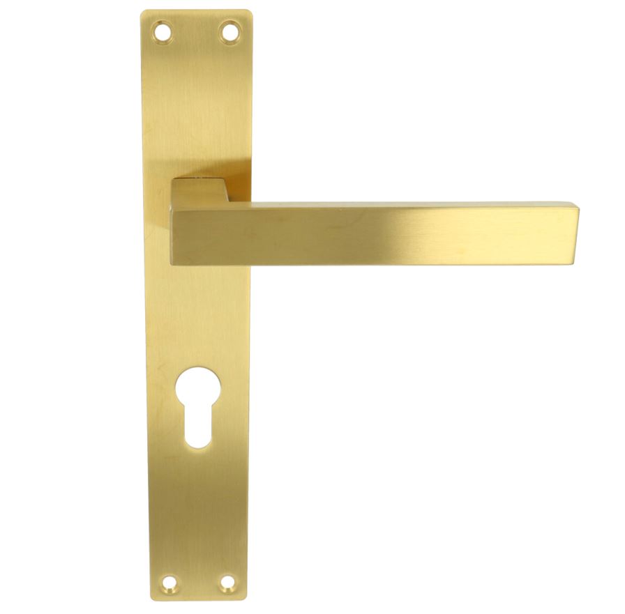 Deurkruk Rechthoek op schild PC72 PVD mat goud