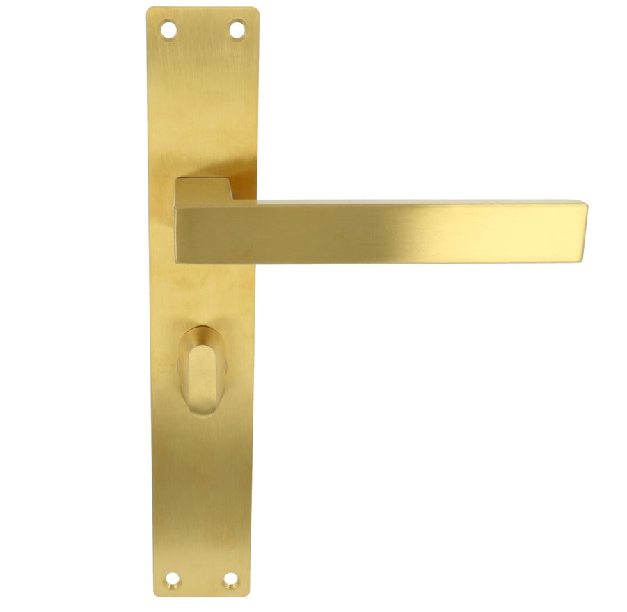 Deurkruk Rechthoek op schild WC63/8 PVD mat goud
