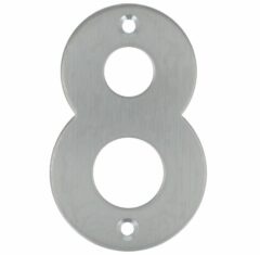 Huisnummer 8 opschroefbaar 100 mm RVS