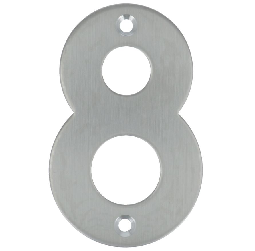 Huisnummer 8 opschroefbaar 100 mm RVS
