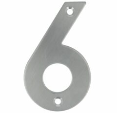 Huisnummer 6 opschroefbaar 100 mm RVS
