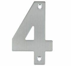 Huisnummer 4 opschroefbaar 100 mm RVS