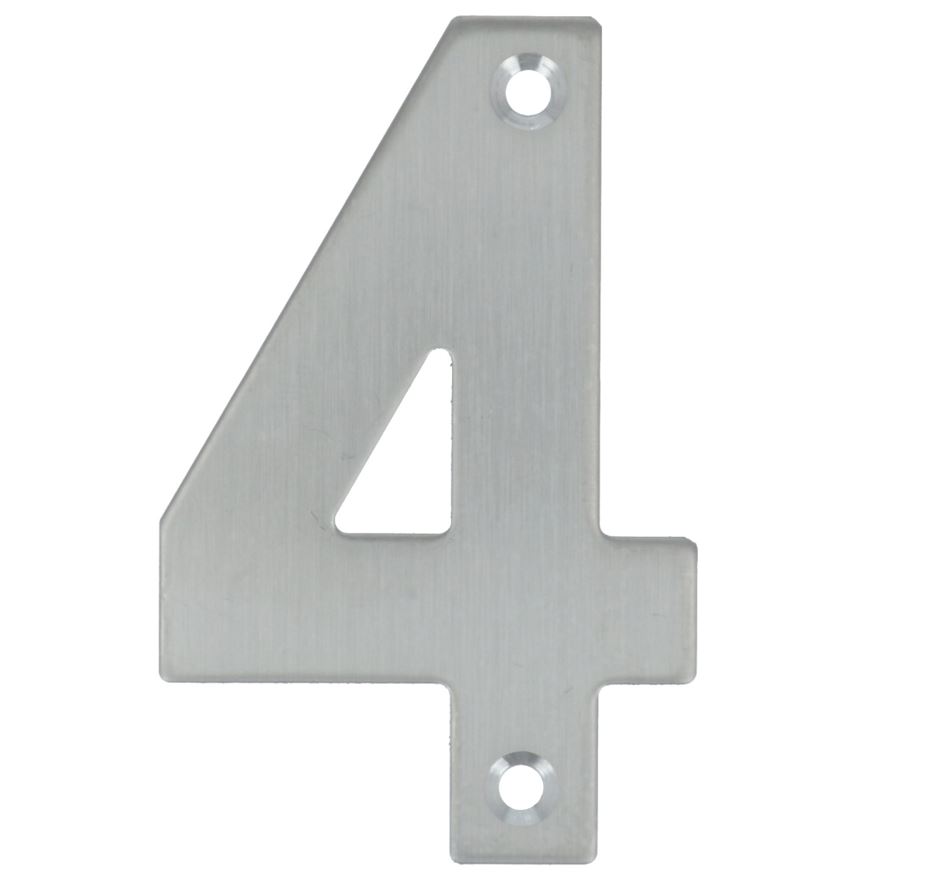 Huisnummer 4 opschroefbaar 100 mm RVS