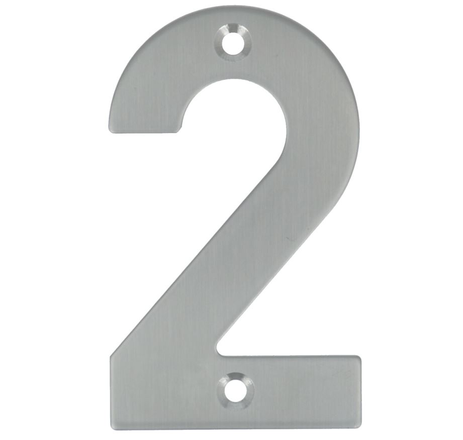 Huisnummer 2 opschroefbaar 100 mm RVS