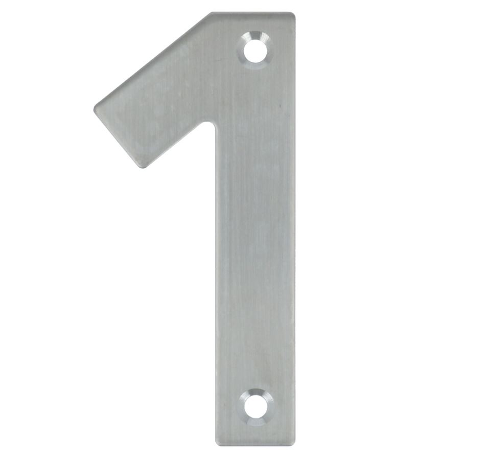 Huisnummer 1 opschroefbaar 100 mm RVS