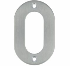 Huisnummer 0 opschroefbaar 100 mm RVS