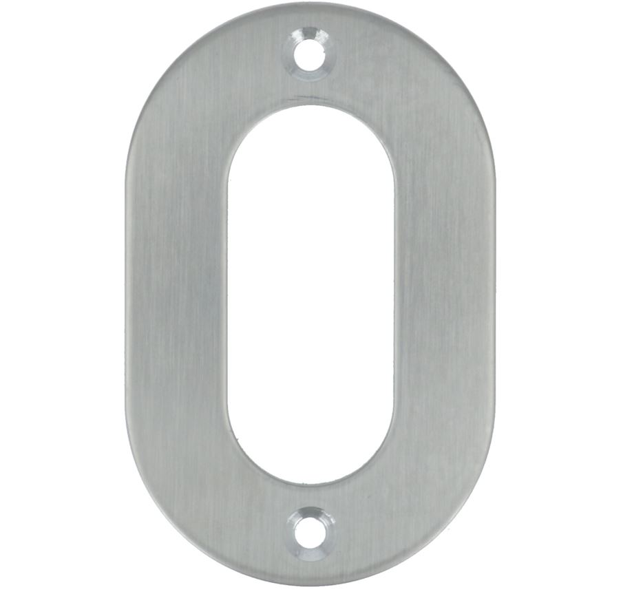 Huisnummer 0 opschroefbaar 100 mm RVS