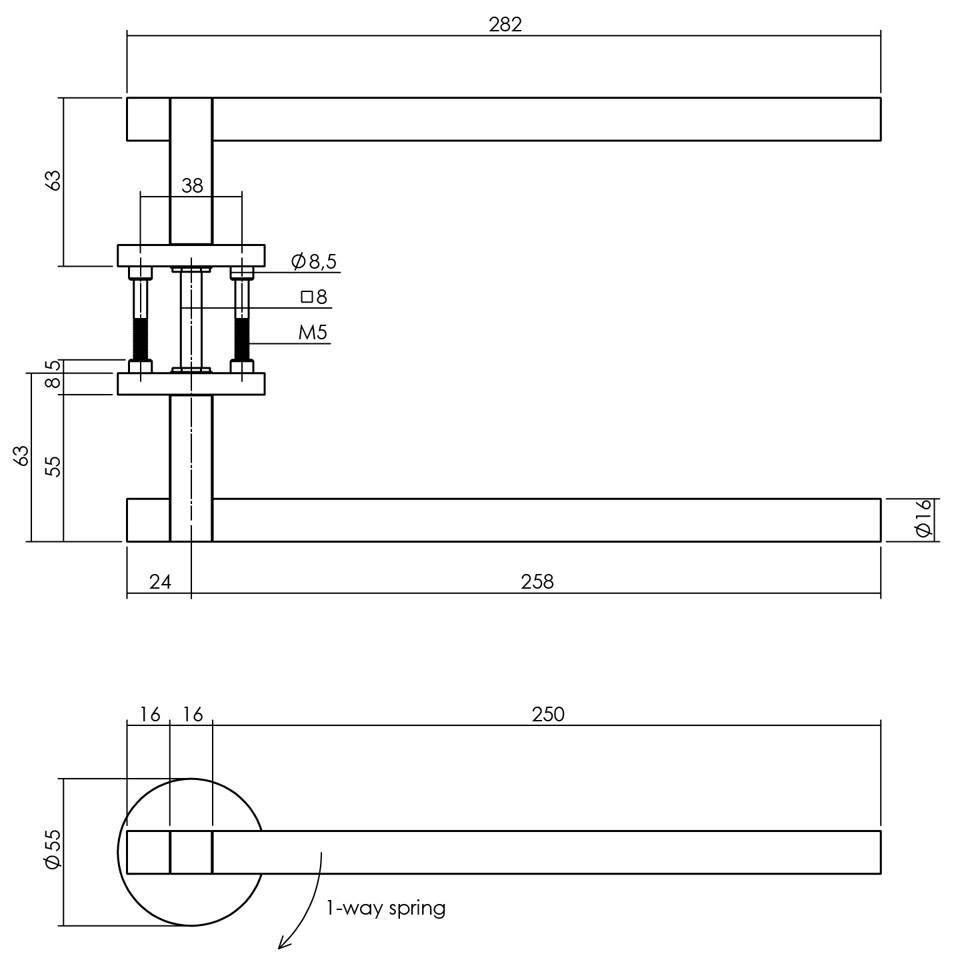 Intersteel deurkruk Shiraat by Grand & Johnson op rozet éénzijdig verdekt rechts ø55x8mm PVD koper mat