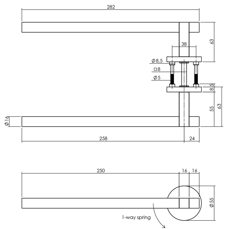 Intersteel deurkruk Shiraat by Grand & Johnson op rozet éénzijdig verdekt links ø55x8mm PVD koper mat
