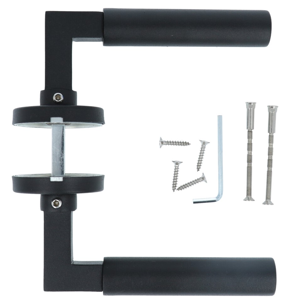 Deurkruk Bauhaus op Rozet RVS/Zwart