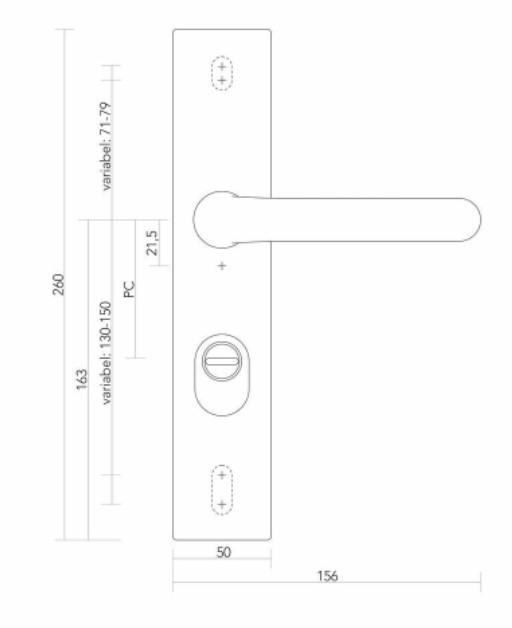 S2 universeel veiligheidsbeslag 5021 RH buiten schild PC55 SKG***