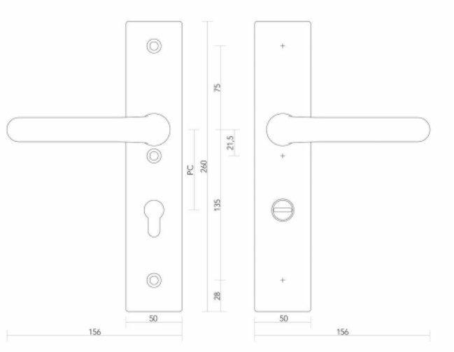 S2 veiligheidsbeslag 502121 RH met kerntrekbeveiliging kruk-kruk PC55 SKG***