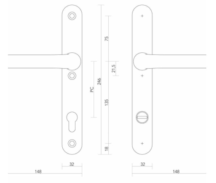 S2 veiligheidsbeslag 322121 OV met kerntrekbeveiliging kruk-kruk PC92 SKG***