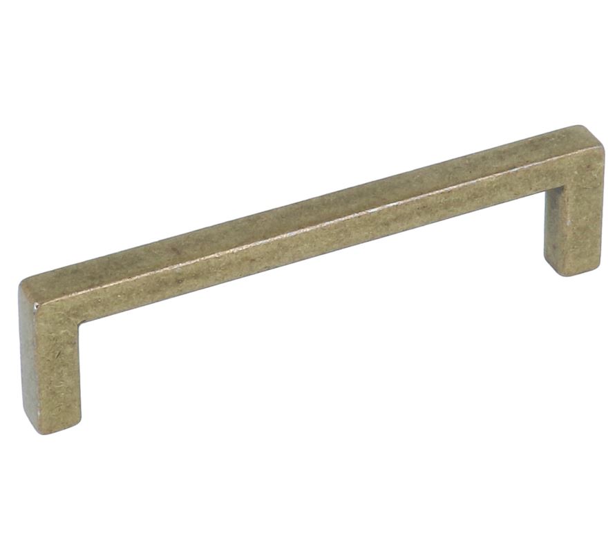 Greep rechthoekig 96 mm messing antiek