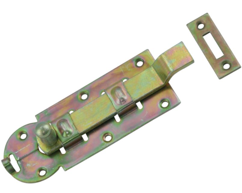 Starx rolschuif met bocht en sluitplaat 120 mm geel verzinkt