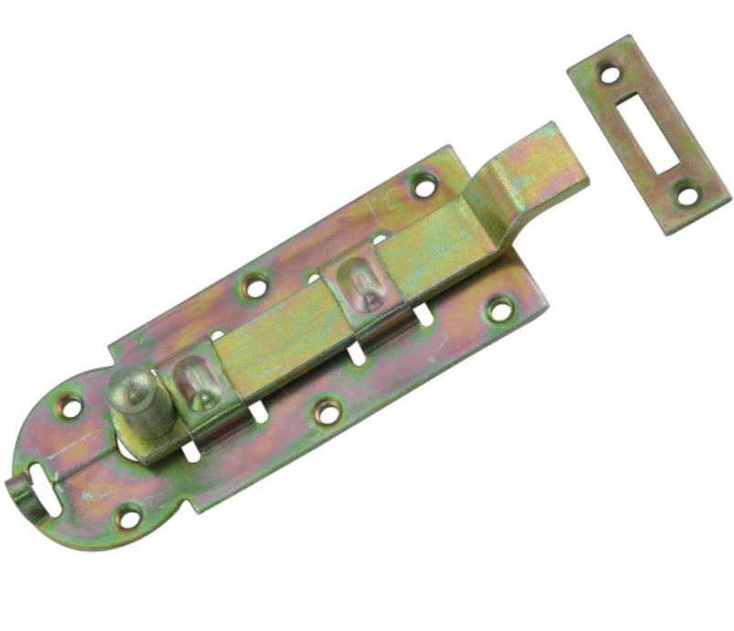 Starx rolschuif met bocht en sluitplaat 140 mm geel verzinkt