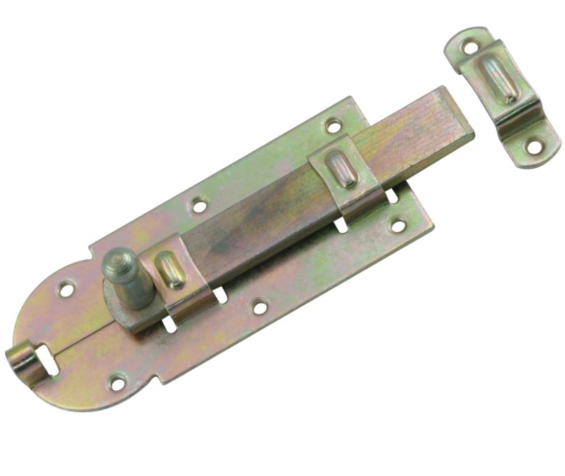 Starx rolschuif met ronde knop en sluitlus 140 mm geel verzinkt