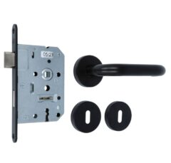 Set binnendeurbeslag deurkruk model 3RX op rozet + Klavier dag en nachtslot