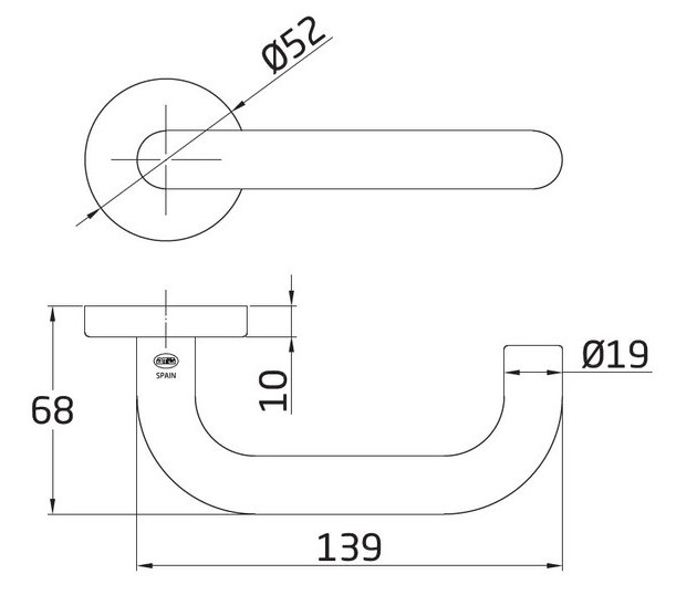 Set binnendeurbeslag deurkruk model 3RX op rozet + WC-badkamerslot