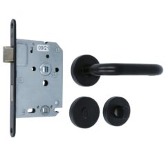 Set binnendeurbeslag deurkruk model 3RX op rozet + WC-badkamerslot