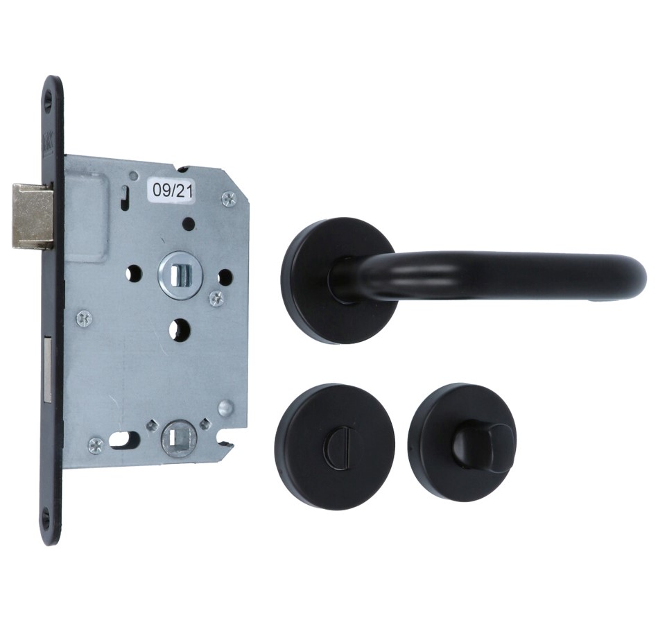 Set binnendeurbeslag deurkruk model 3RX op rozet + WC-badkamerslot