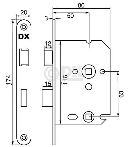 Set binnendeurbeslag deurkruk model 3RX op rozet + WC-badkamerslot