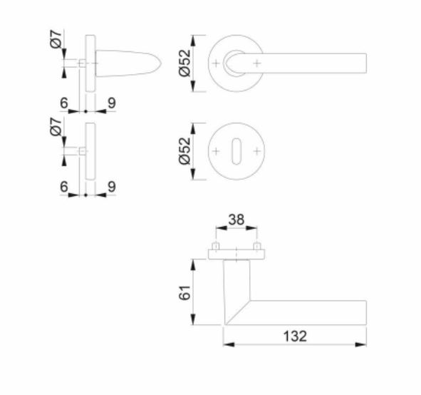 Hoppe Deurkruk Stockholm met 2 Sleutelplaatjes aluminium