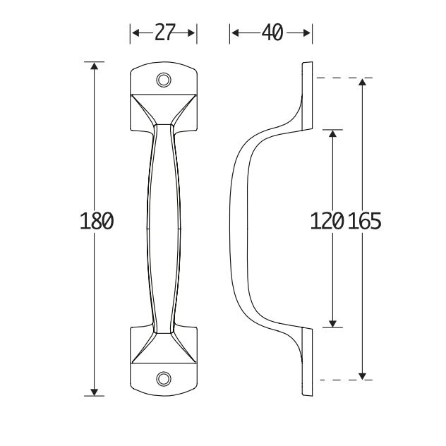 Deurgreep Elegant 180mm messing ongelakt
