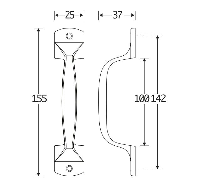 Deurgreep Elegant 155mm messing ongelakt