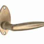 Deurkruk op rozet Dudok/elips messing antiek