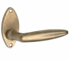 Deurkruk op rozet Dudok/elips messing antiek