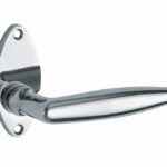 Deurkruk op rozet Dudok/elips glans chroom