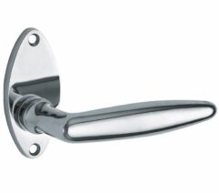 Deurkruk op rozet Dudok/elips glans chroom