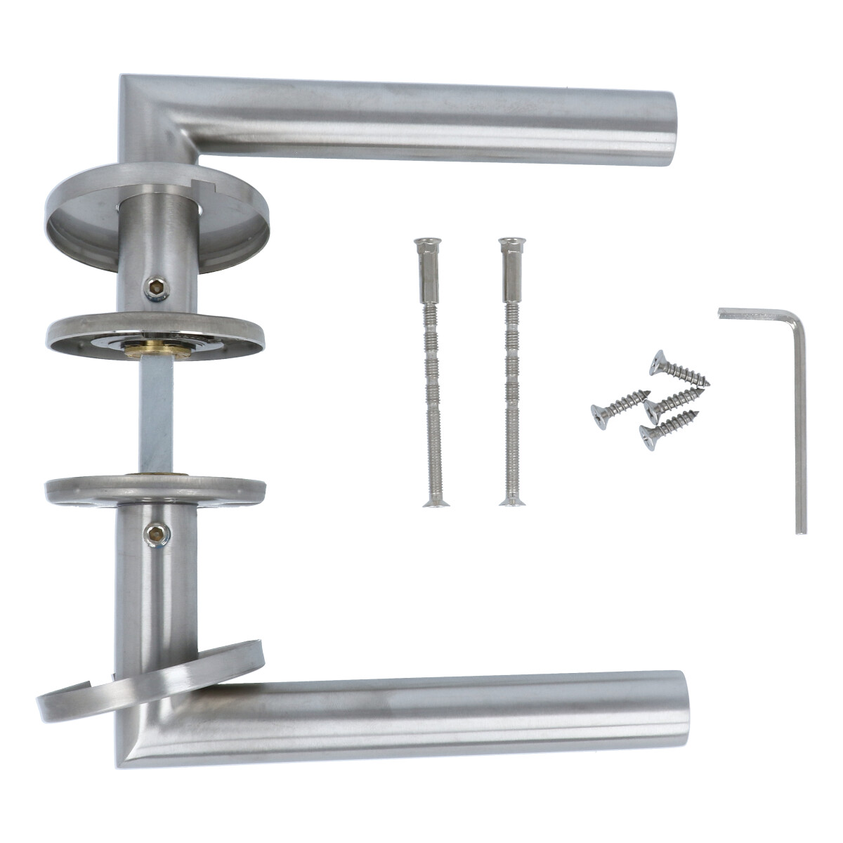 Deurkruk Michel op ronde rozet mat RVS