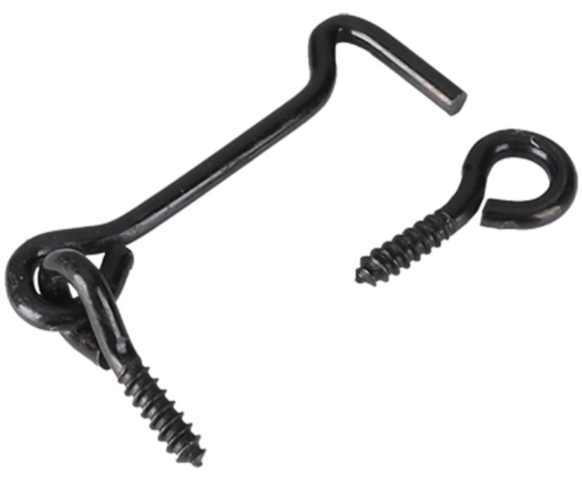 Windhaak met schroefoog 3.4 x 60 mm verzinkt zwart