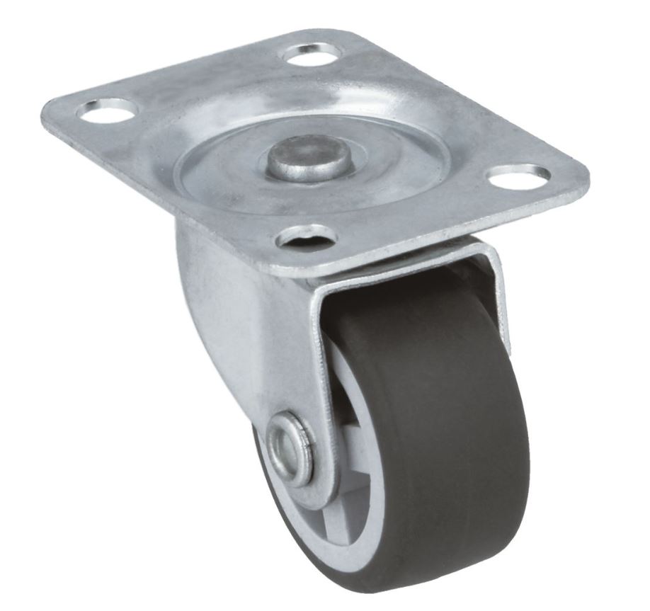 Meubelwiel zwenk rubber 30 mm