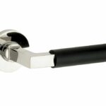 Deurkruk op geveerd rozet Bauhaus ebben/Vivo glans nikkel