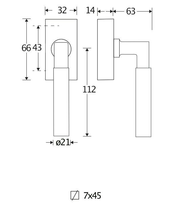 Draaikiepgarnituur Bauhaus ebben messing antiek