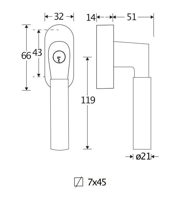 SKG2 Draaikiepgarnituur afsluitbaar Bauhaus ebben/ovaal glans nikkel