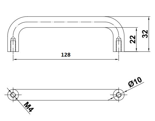 Meubelgreep aluminium 128 mm wit